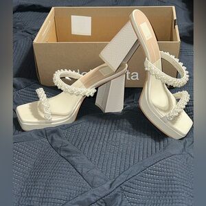 Pearl Strap Dress Slide Sandals